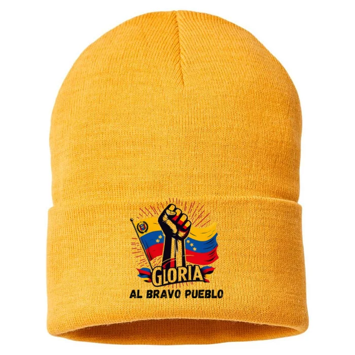 2024 Venezuela Gloria Al Bravo Venezuelan People Sustainable Knit Beanie