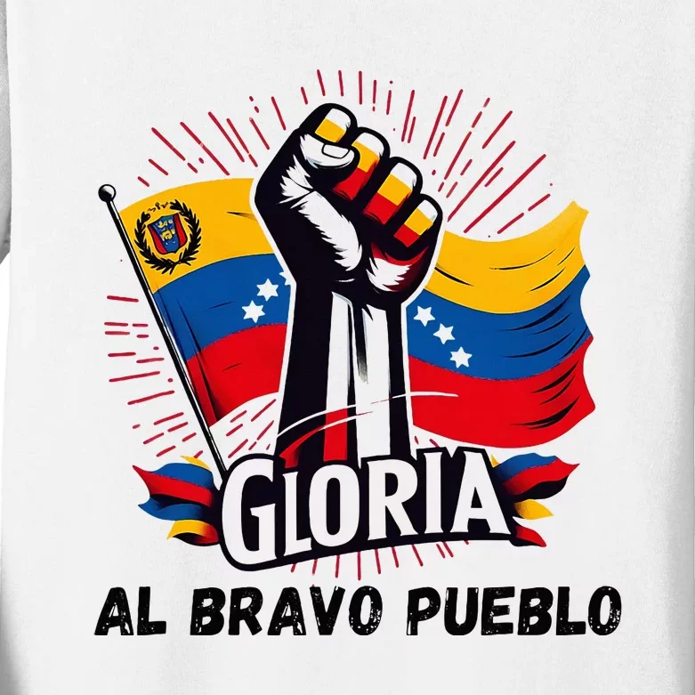 2024 Venezuela Gloria Al Bravo Venezuelan People Kids Long Sleeve Shirt