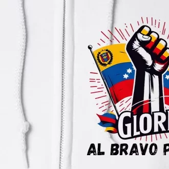 2024 Venezuela Gloria Al Bravo Venezuelan People Full Zip Hoodie