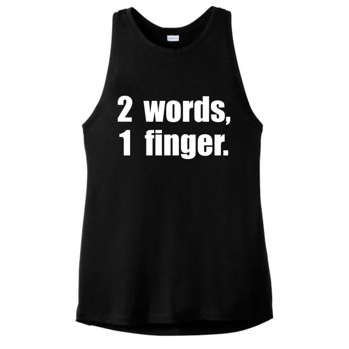 2 Words 1 Finger Funny Ladies Tri-Blend Wicking Tank