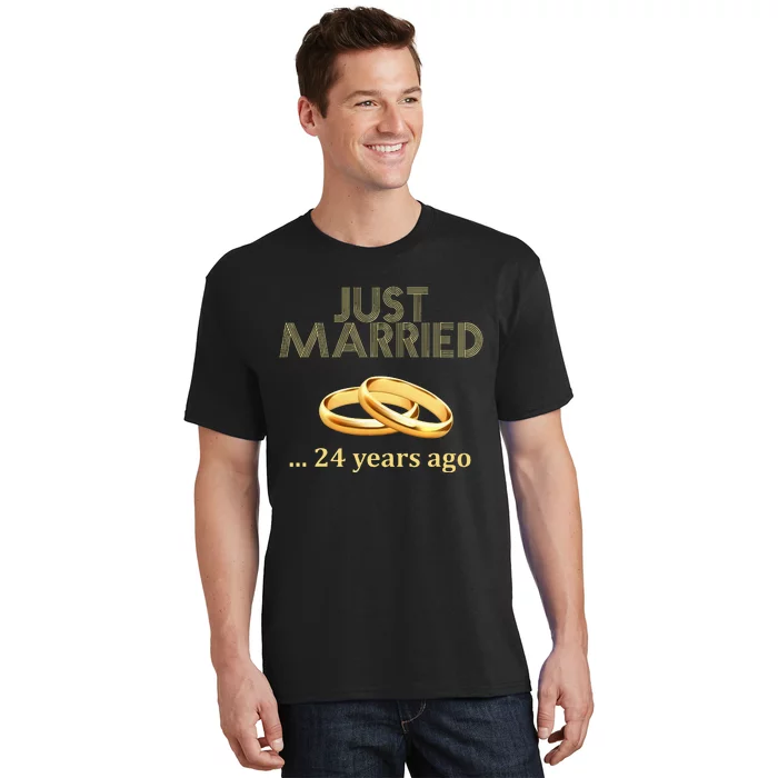 24th Wedding Anniversary Just Married 24 Years Ago T-Shirt