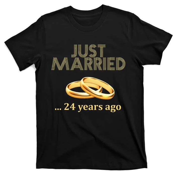 24th Wedding Anniversary Just Married 24 Years Ago T-Shirt