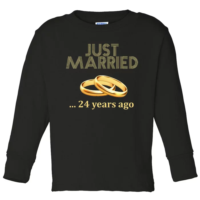 24th Wedding Anniversary Just Married 24 Years Ago Toddler Long Sleeve Shirt