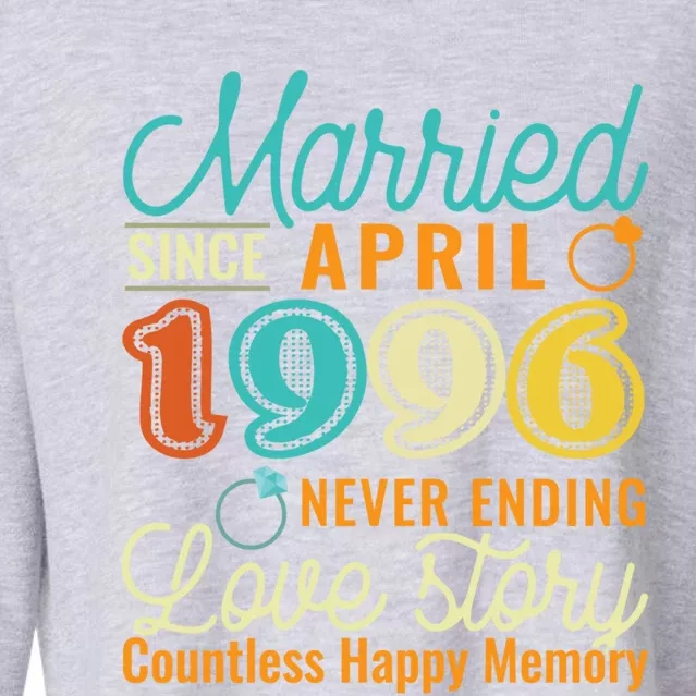 26th Wedding Anniversary Love Story Married Since April 1996 Cute Gift Cropped Pullover Crew