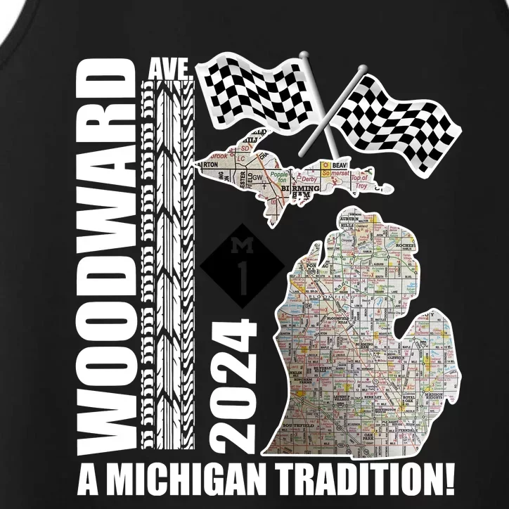 2024 Woodward Ave A Michigan Tradition Map Performance Tank