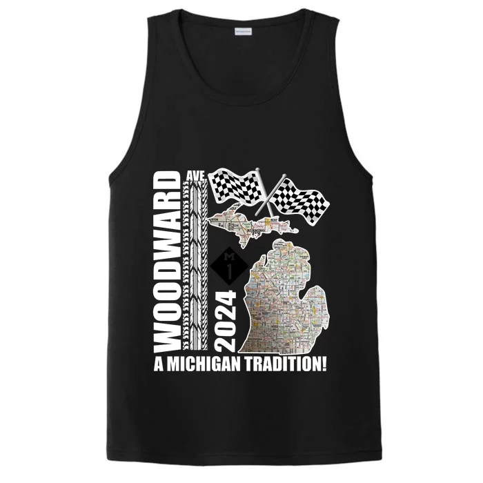 2024 Woodward Ave A Michigan Tradition Map Performance Tank