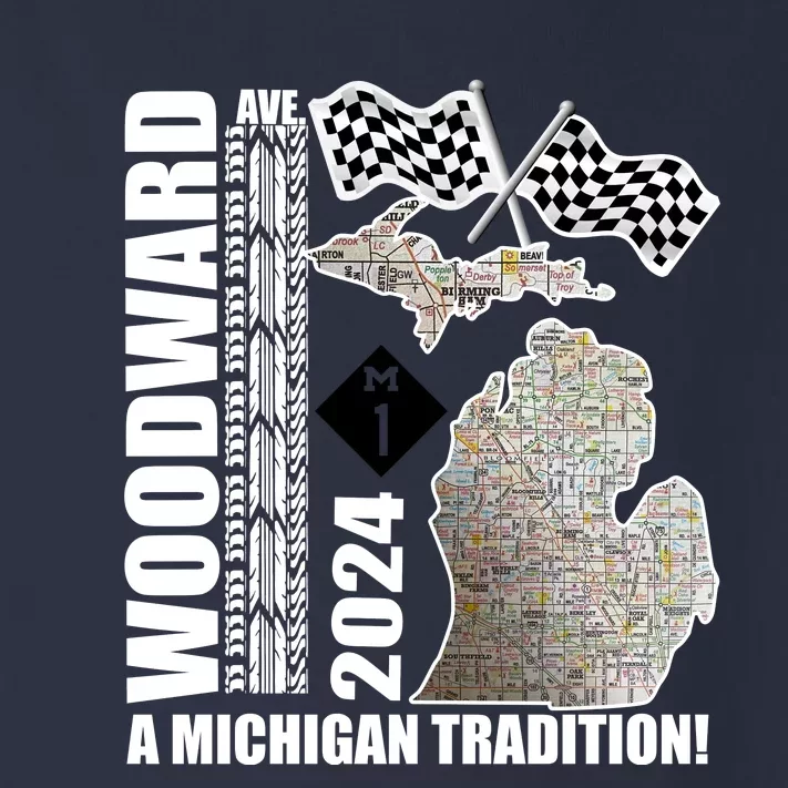 2024 Woodward Ave A Michigan Tradition Map Toddler Long Sleeve Shirt