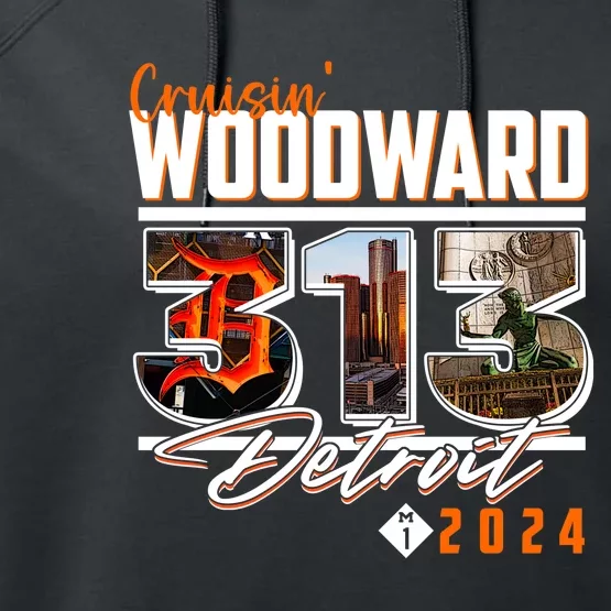 2024 Woodward Ave 313 Cruising Detroit Performance Fleece Hoodie