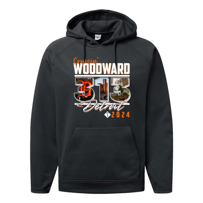 2024 Woodward Ave 313 Cruising Detroit Performance Fleece Hoodie