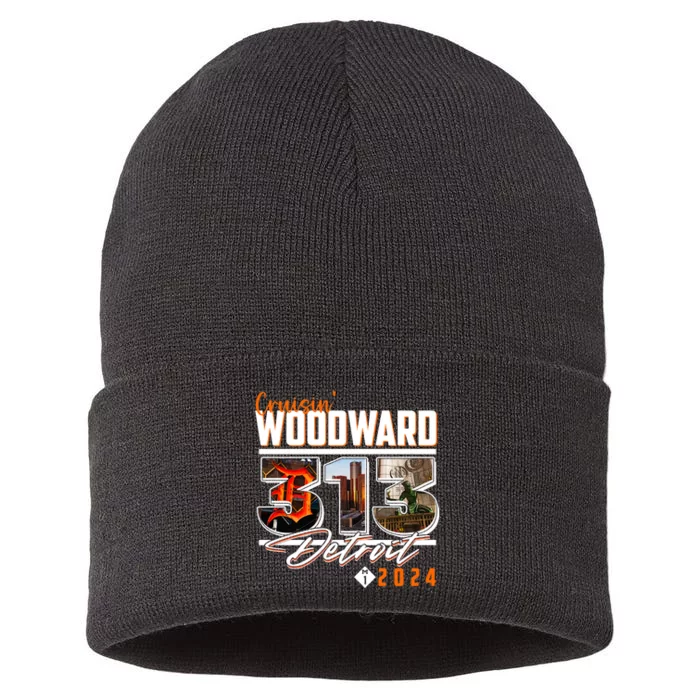 2024 Woodward Ave 313 Cruising Detroit Sustainable Knit Beanie