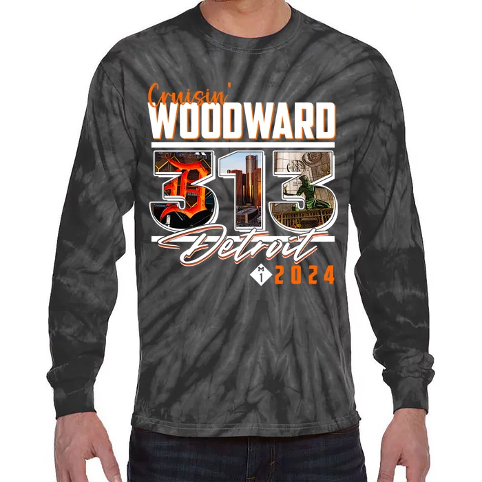 2024 Woodward Ave 313 Cruising Detroit Tie-Dye Long Sleeve Shirt