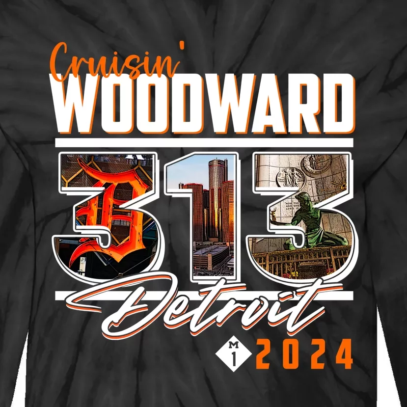 2024 Woodward Ave 313 Cruising Detroit Tie-Dye Long Sleeve Shirt