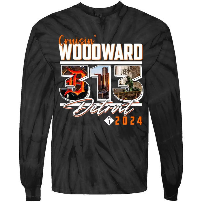 2024 Woodward Ave 313 Cruising Detroit Tie-Dye Long Sleeve Shirt