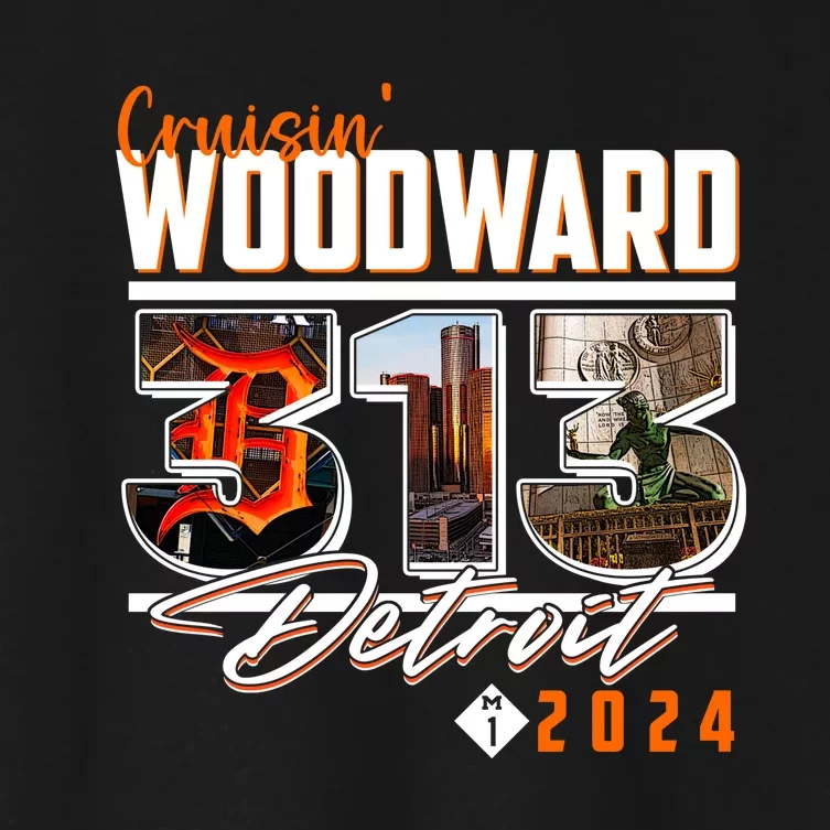 2024 Woodward Ave 313 Cruising Detroit Women's Crop Top Tee