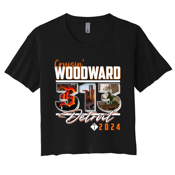 2024 Woodward Ave 313 Cruising Detroit Women's Crop Top Tee