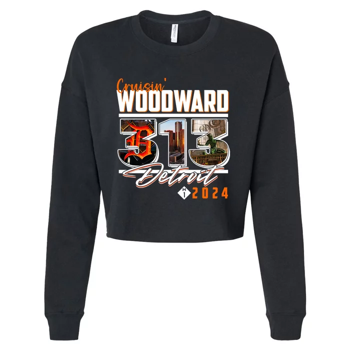 2024 Woodward Ave 313 Cruising Detroit Cropped Pullover Crew