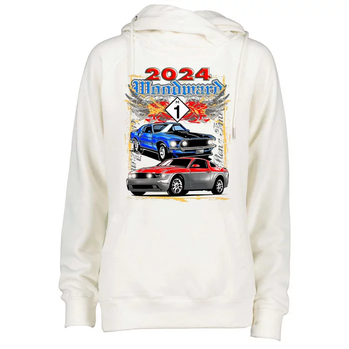 2024 Woodward Cruise Muscle Cars Womens Funnel Neck Pullover Hood