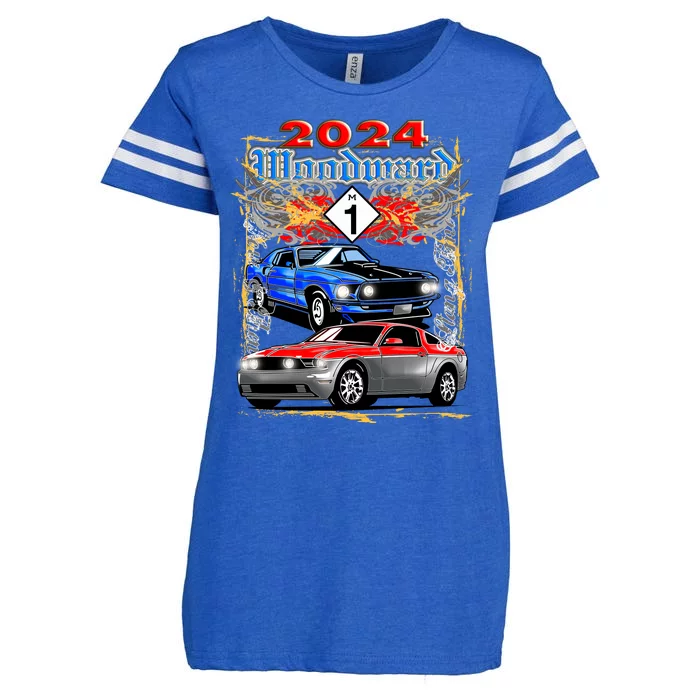 2024 Woodward Cruise Muscle Cars Enza Ladies Jersey Football T-Shirt