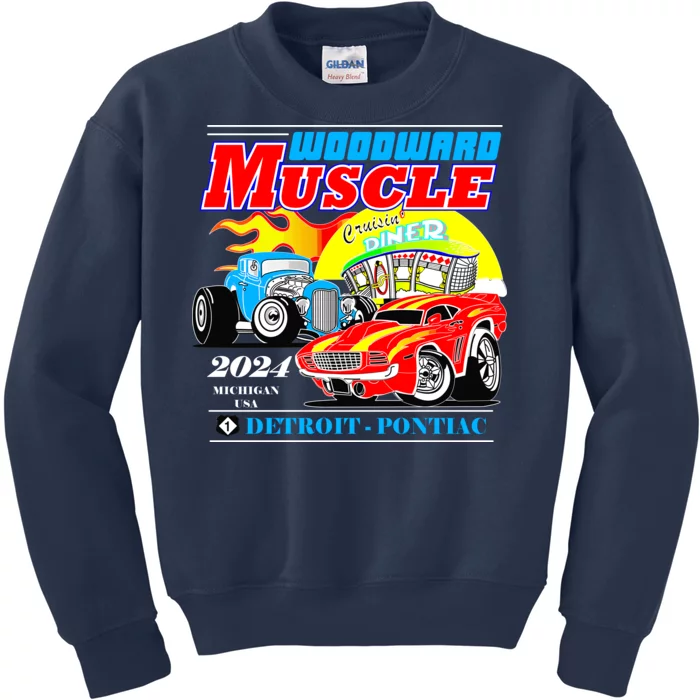 2024 Woodward Muscle Car Event Kids Sweatshirt