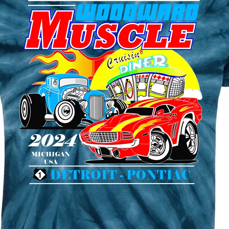 2024 Woodward Muscle Car Event Kids Tie-Dye T-Shirt