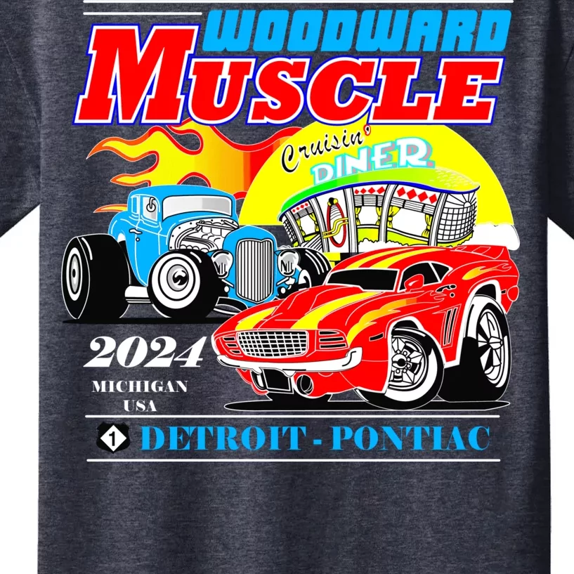 2024 Woodward Muscle Car Event Kids T-Shirt