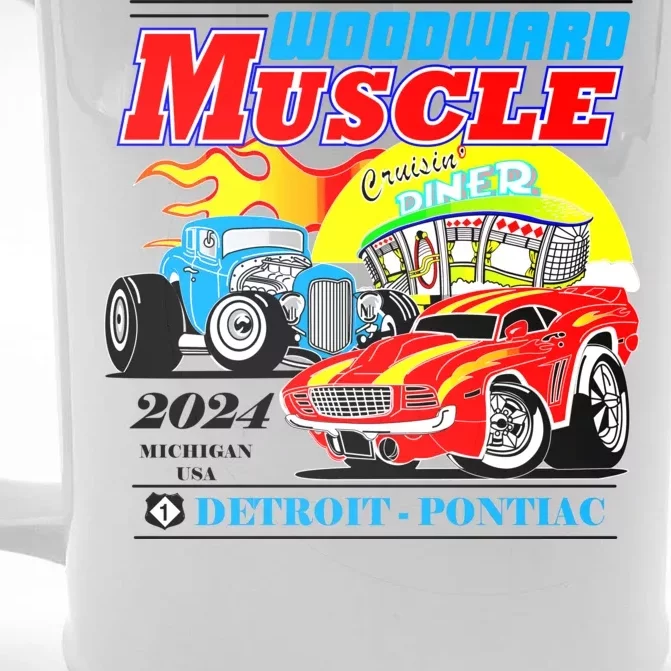 2024 Woodward Muscle Car Event Front & Back Beer Stein