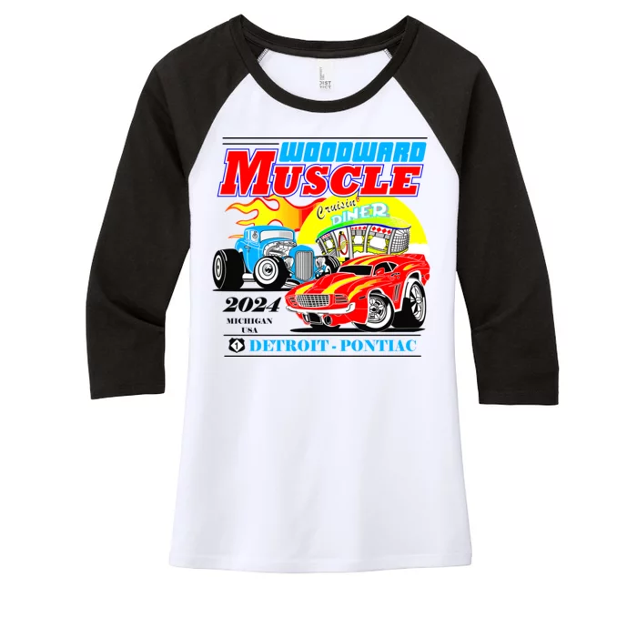 2024 Woodward Muscle Car Event Women's Tri-Blend 3/4-Sleeve Raglan Shirt