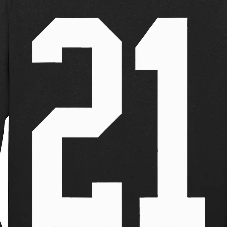 21 White Number 21 Sports Fan Jersey Style Long Sleeve Shirt