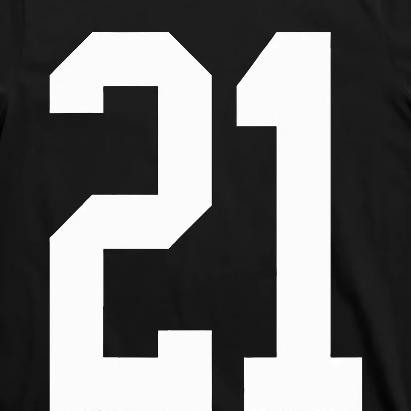 21 White Number 21 Sports Fan Jersey Style T-Shirt