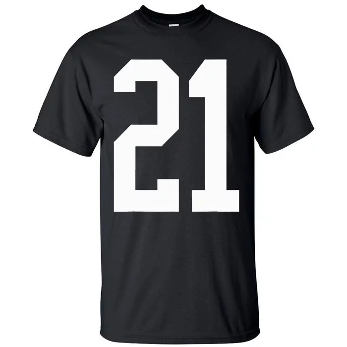 21 White Number 21 Sports Fan Jersey Style Tall T-Shirt