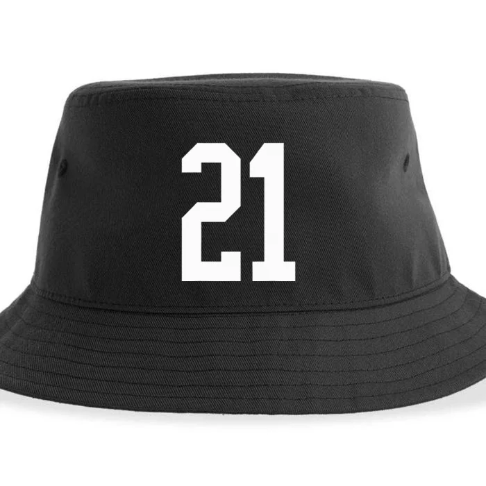 21 White Number 21 Sports Fan Jersey Style Sustainable Bucket Hat