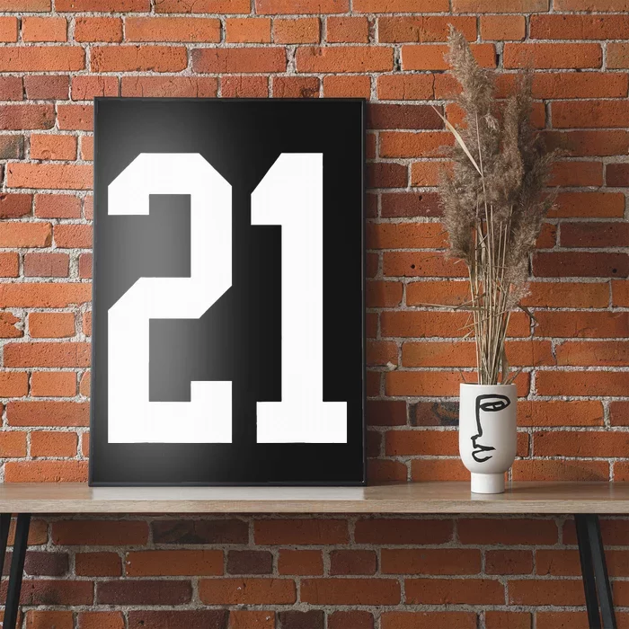 21 White Number 21 Sports Fan Jersey Style Poster