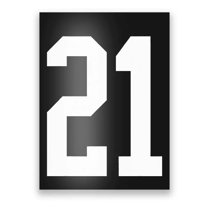 21 White Number 21 Sports Fan Jersey Style Poster