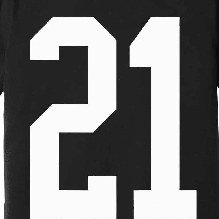 21 White Number 21 Sports Fan Jersey Style Premium T-Shirt