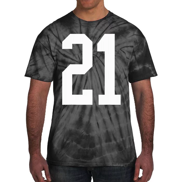 21 White Number 21 Sports Fan Jersey Style Tie-Dye T-Shirt