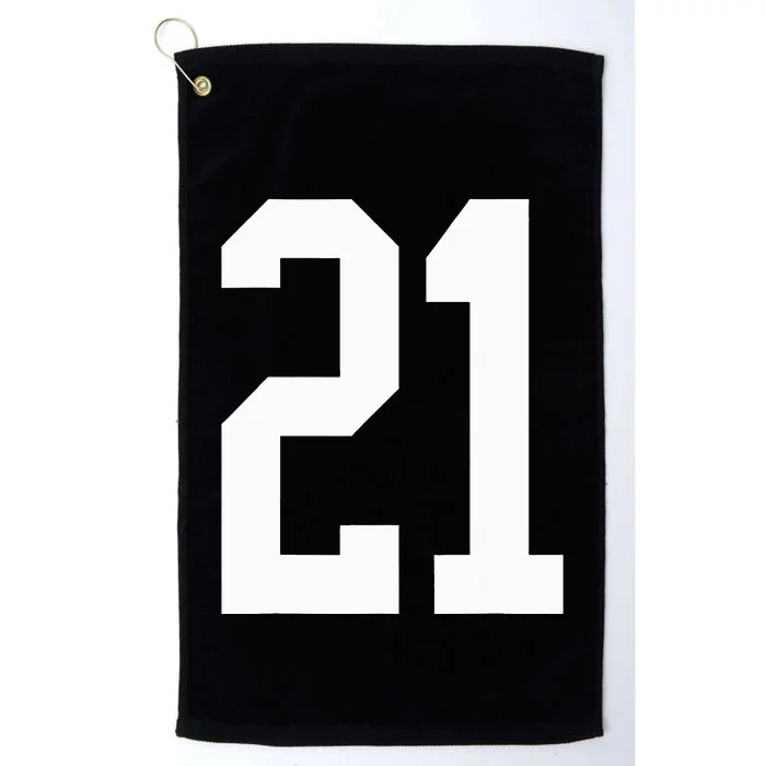 21 White Number 21 Sports Fan Jersey Style Platinum Collection Golf Towel