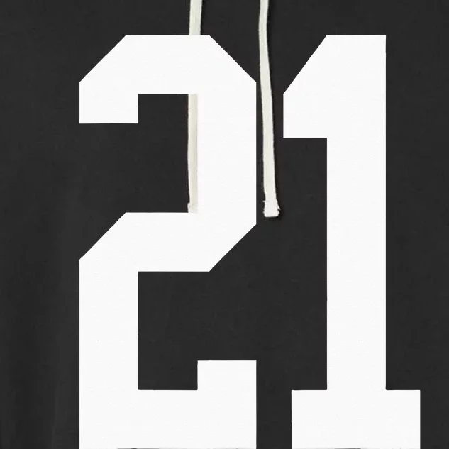 21 White Number 21 Sports Fan Jersey Style Garment-Dyed Fleece Hoodie