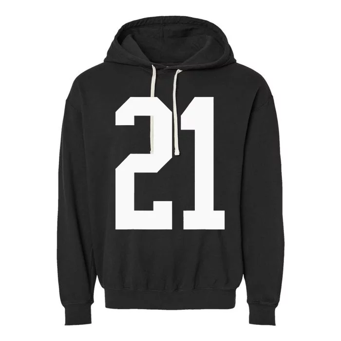 21 White Number 21 Sports Fan Jersey Style Garment-Dyed Fleece Hoodie