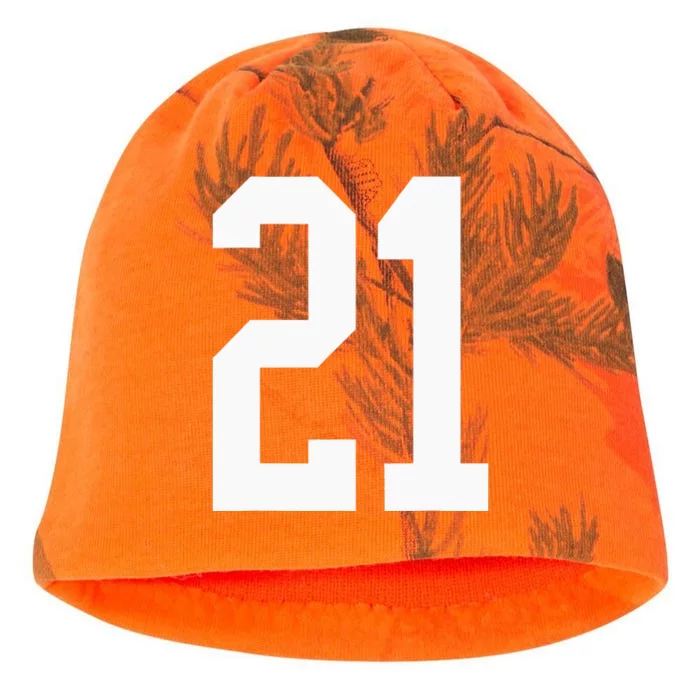 21 White Number 21 Sports Fan Jersey Style Kati - Camo Knit Beanie