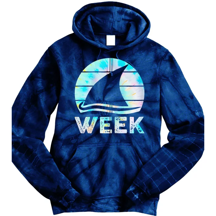 2024 Week Retro Shark Fin Lover Sea Ocean Animal Summer Trip Tie Dye Hoodie