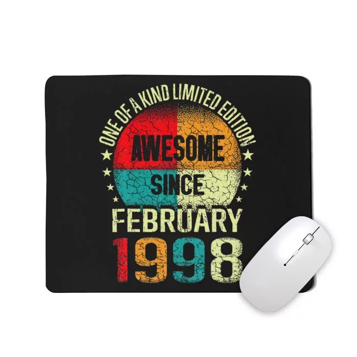 25 Year Awesome Since February 1998 Vintage 25th Birthday 25 Mousepad