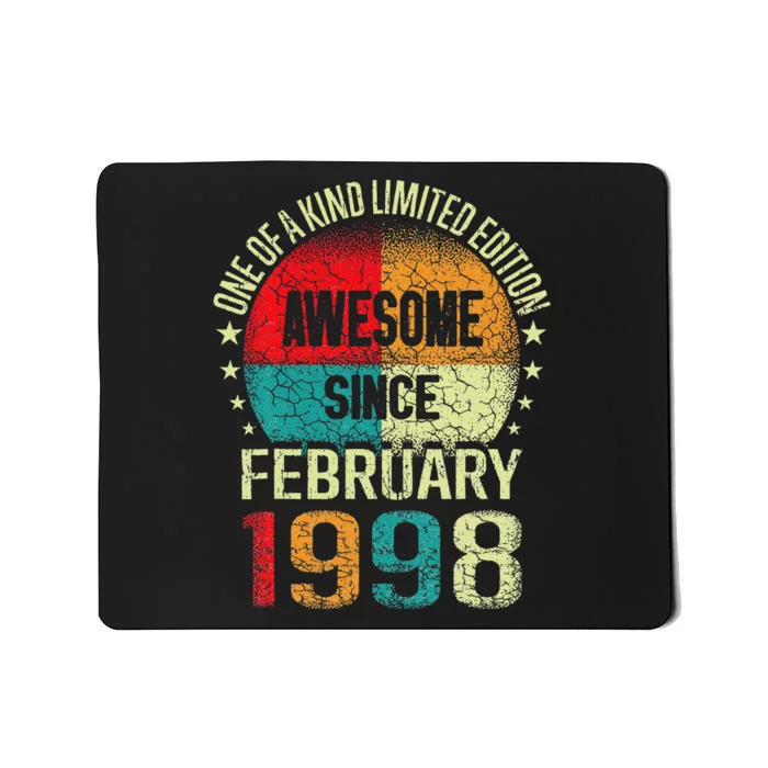 25 Year Awesome Since February 1998 Vintage 25th Birthday 25 Mousepad