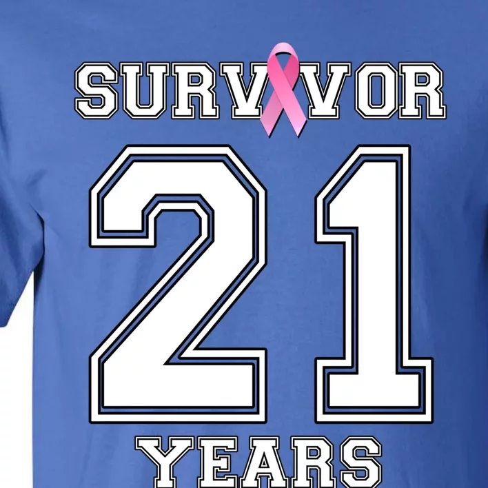 21 Years Breast Cancer Survivor Funny Gift Pink Ribbon Cool Gift Tall T-Shirt