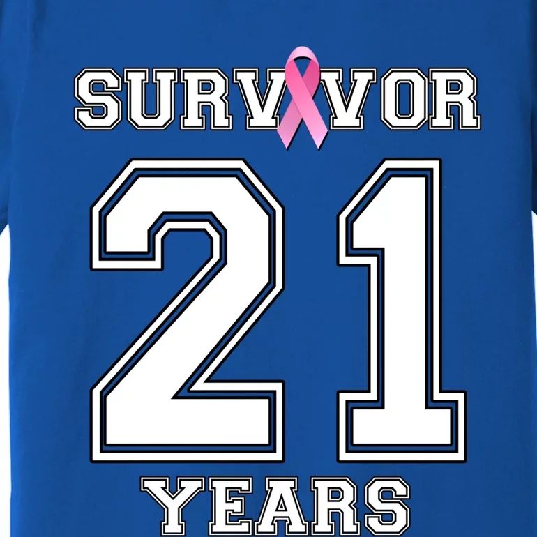 21 Years Breast Cancer Survivor Funny Gift Pink Ribbon Cool Gift Premium T-Shirt