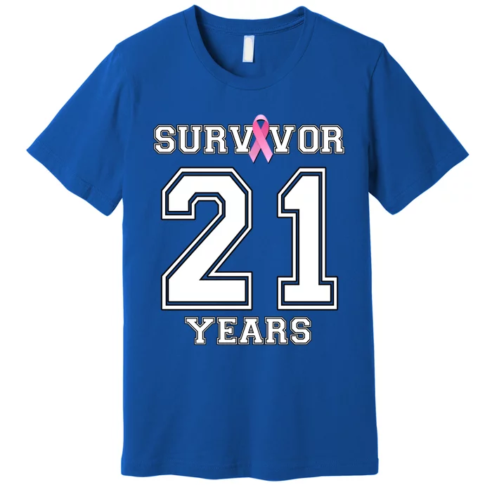 21 Years Breast Cancer Survivor Funny Gift Pink Ribbon Cool Gift Premium T-Shirt