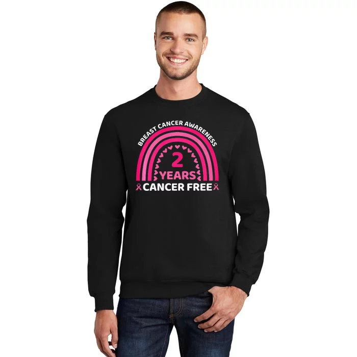 2 Year Cancer Free Breast Cancer Awareness Rainbow Women Premium Tall Sweatshirt