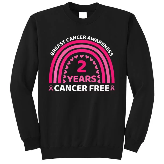 2 Year Cancer Free Breast Cancer Awareness Rainbow Women Premium Tall Sweatshirt