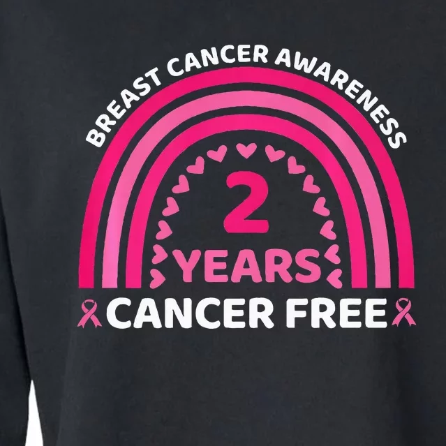 2 Year Cancer Free Breast Cancer Awareness Rainbow Women Premium Cropped Pullover Crew