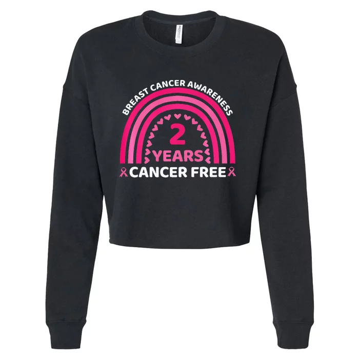 2 Year Cancer Free Breast Cancer Awareness Rainbow Women Premium Cropped Pullover Crew