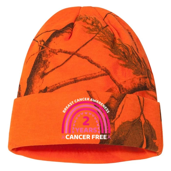 2 Year Cancer Free Breast Cancer Awareness Rainbow Women Premium Kati - 12in Camo Beanie